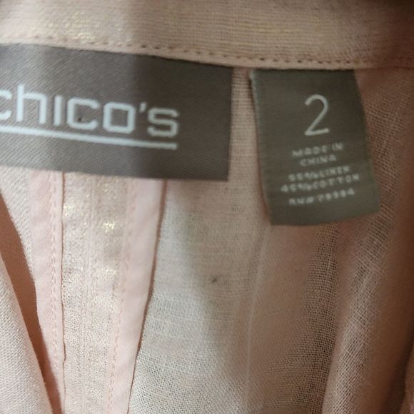 Chico's metallic pink linen blend jacket blazer size 2 medium new!!! - Picture 9 of 12